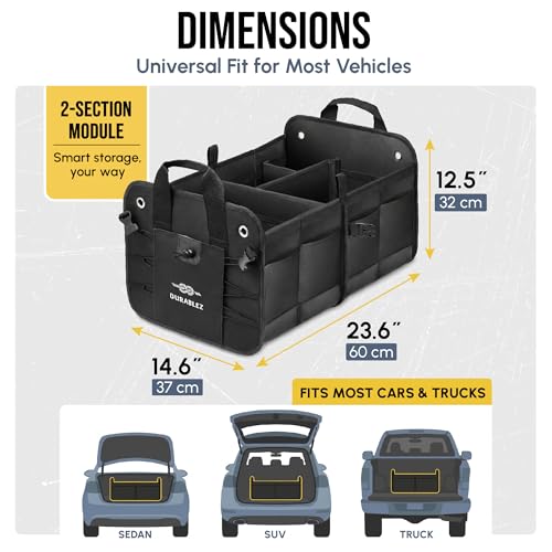 Car Trunk Organizer for SUV, Truck, Sedan, Minivan, and Van, Black - view 3