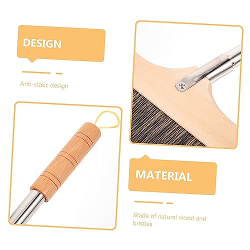Wooden Broom with Stainless Steel Handle Soft Bristle Cleaning Brush for Hardwood Floors Carpets Indoor Use Lightweight Anti-Static Design for Easy Sweeping - view 7