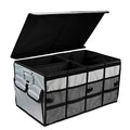 Car Trunk Organizer Collapsible Portable Multi Compartments Organizer with Non Slip Straps for SUV Truck Auto Vehicle Car Auto Minivan (Large Covered, Space Gray)
