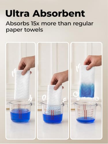 Microfiber Cleaning Cloth Roll 75 Packs, Reusable Tear Away Kitchen Towels, 12"x12", Washable, Scratch Free, Ultra Absorbent Dish Rags for Kitchen, Car, Home, Garage or Shop, White - view 6