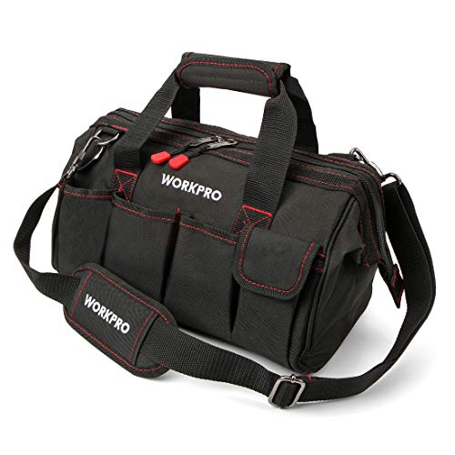 14-inch Tool Bag, Multi-pocket Tool Organizer with Adjustable Shoulder Strap, W081021A, black