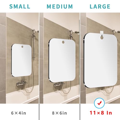 Shower Mirror Fogless for Shaving,(Small 6x4 Inch) Anti Fog Shaving Mirror Holder NO-Drilling, No Fog Free Waterproof,Small Wall Mounted Bathroom Accessories Camping Hanging with Hook - view 3