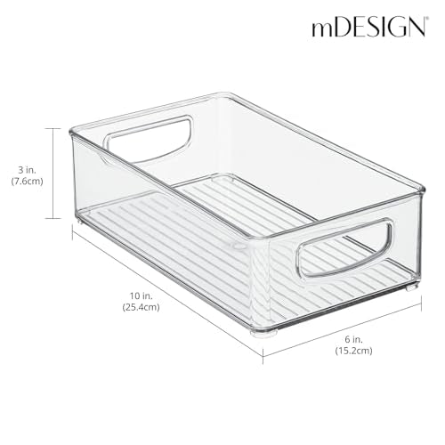 Plastic Bathroom Storage Container Bins w/ Handles - Closet, Cabinet, Vanity, Cupboard Shelf Organization, Hair Tools Accessory Organizer - Ligne Collection; Clear, 10x6x3 (Pack of 1) - view 3