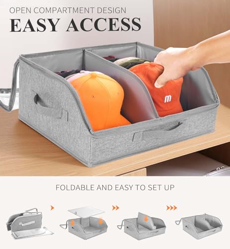 Hat Organizer for Baseball Caps, Large Hat Storage Box for Closet, Gray - view 4