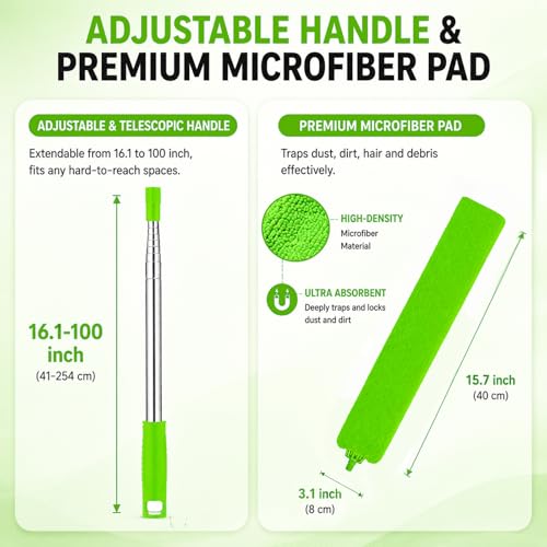 Retractable Gap Dust Cleaner with Extension Pole & 3 Microfiber Cloths - view 2