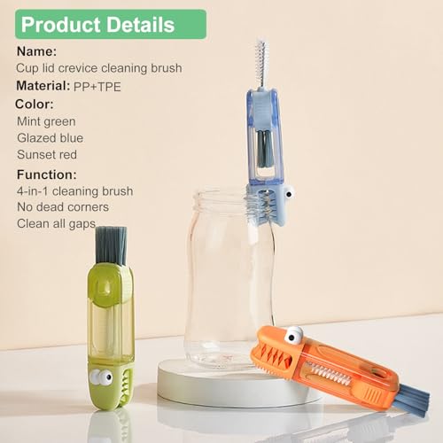 4 in 1 Cup Lid Cleaning Brush - Multifunctional Water Bottle Crevice Cleaning Brush, Portable Cup Lid Brush, Home Kitchen Crevice Brush Tools for Tiny Cup Lid Detail, Bottle Tight Spaces Cup (3 PCS) - view 6
