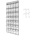 1 Pack 35 Clear Crystal Pockets Large Hanging Shoe Organizer Over The Door Shoe Rack for Closet Door Storage Shoe Holder Hanger, 4Hooks, white (67.7'' x 26.4'')