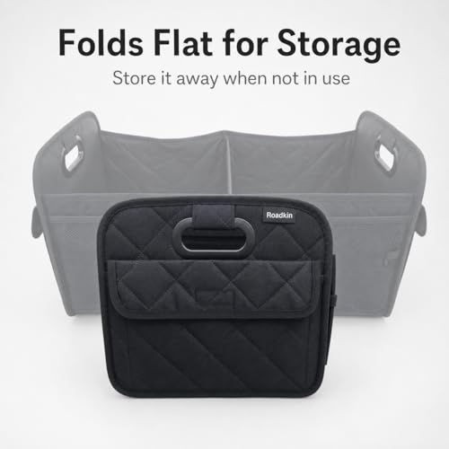Car Organizer Caddy Oxford Quilted Trunk Organizer, Waterproof Storage Tote with Handles for Front Seat, Backseat, SUV, Truck, Van, Black - view 3