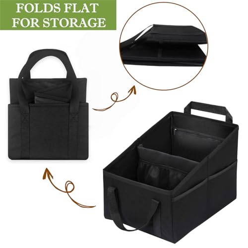 Car Seat Organizer for Front & Back Seat, Passenger Seat Organizer, Small Car Seat Storage Caddy for kids & Adult with Divide, Handles and Multiple Mesh Pockets (Black) - view 5