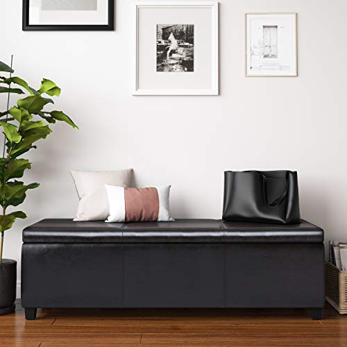 Avalon 54" Wide Vegan Leather Storage Ottoman in Tanners Brown - view 2