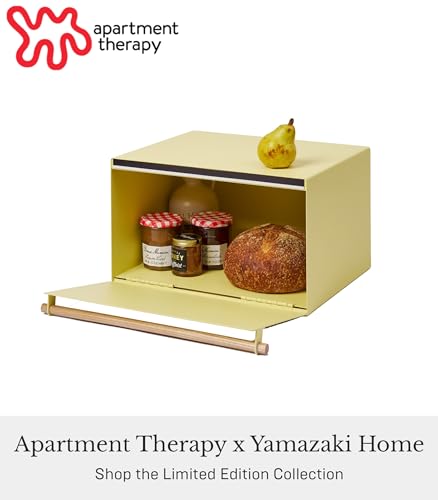 Home Modern Bread Box – Steel + Wood Countertop Bread Storage Container, Large Yellow Bread Box for Kitchen Countertop, Space-Saving Bread Keeper, Easy Access Lid - view 2