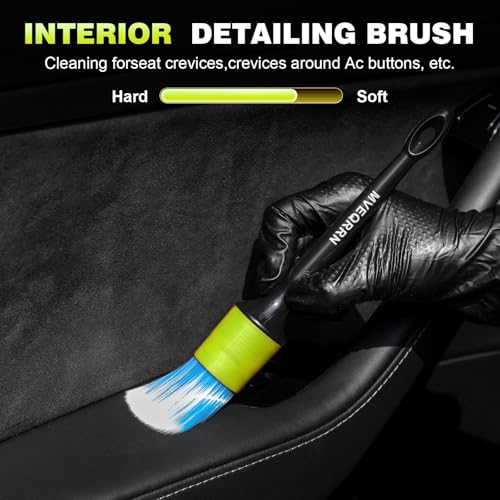 10PCS Car Detailing Brush Set,Boars Hair Detail Brush Kit(Green) - view 4