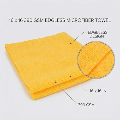 Ethos Edgeless Towel - Microfiber Car Cloths - 16x16 Ultra Soft 390 GSM Car Detailing Towels for Buffing, Cleaning - Car Cloth for Interior & Exterior (1 - Microfiber Car Cloth) - view 5