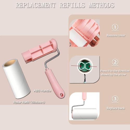 Lint Roller Remover with 180 Sheets, Pet Hair Remover Extra Sticky Roller Hair Dust Remover for Clothes, Furniture, Travel Household 1 Handle+3 Rollers Dog &Cat Hair Removal Green - view 5