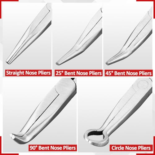 5Pcs Bent Nose Pliers 11 Inch Extra Long Needle Nose Pliers Set - view 3