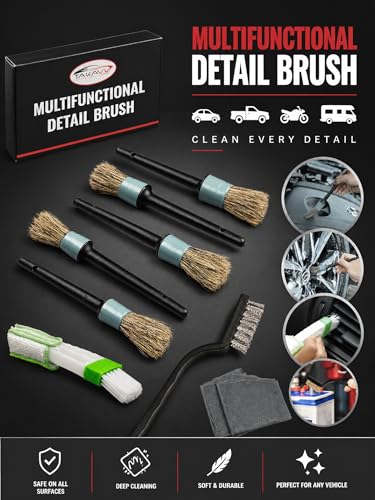 Car Detailing Brush Kit, 10 Piece Boar Hair for Interior - view 5