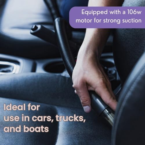 Black Handheld Portable Car Vacuum Cleaner, 120W 12V Corded Vacuum, Copper Feature, Car Interior Detailing, Compact Auto Vacuum, Powerful Car Cleaning Kit, Travel Essentials, Car Accessories - view 6