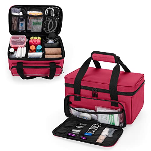 Empty First Aid Kits Case, Family Medical Supplies Storage Bag, Red - view 3