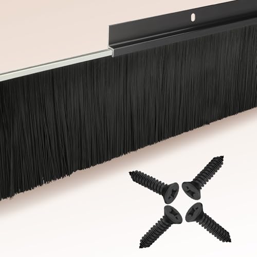 2 Pack Garage Door Brush Seal, Black Brush Sweep for Roll-Up Doors, 6.6 FT