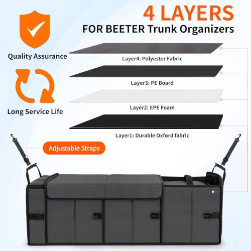 Large Trunk Organizer with Portable Leakproof Cooler Bag,Foldable Cover,Adjustable Securing Straps,Collapsible Trunk Organizer for Suv Car Truck Sedan (4-in-1 with Cooler) - view 5