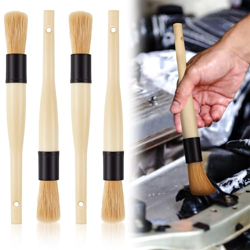 4 Pack Parts Cleaning Brush Home and Auto Use,Boar Bristle