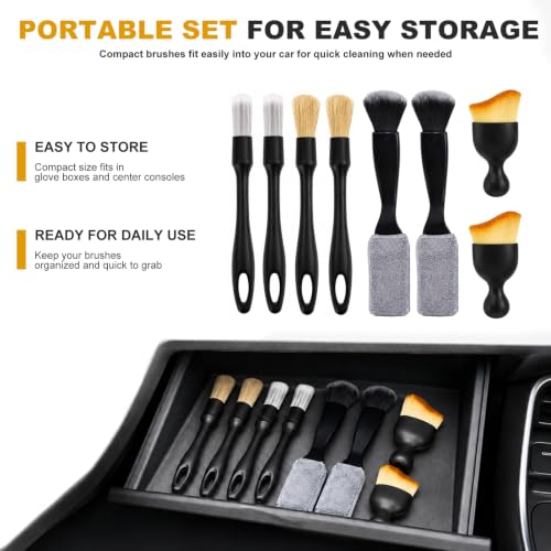 8PCS Car Detailing Brush Set, Multi-Use Auto Interior & Exterior Cleaning Brushes Soft Bristle Detailing Tools, Vehicle Brush Kit for Cleaning Air Vents Center Console Seat Gaps - view 5