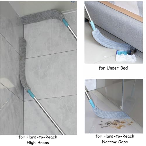 Retractable Gap Dust Cleaner Cleaning Tools with 3 Microfiber Dusting Cloths Long Handle 62.2inches Washable and Retractable Duster Brush for Cleaning Under Appliances Furniture Couch Fridge - view 5