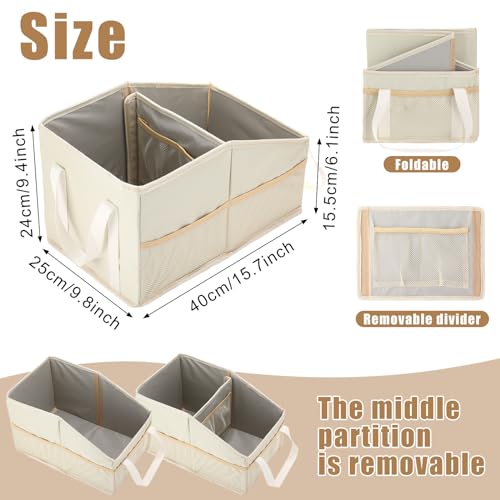 Passenger Seat Organizer, Collapsible Car Storage for Console Front/back Seat with Multi-pockets Car Caddy Organizer Suv Truck for Kids Adults Accessories(Beige,2 Compartments) - view 2