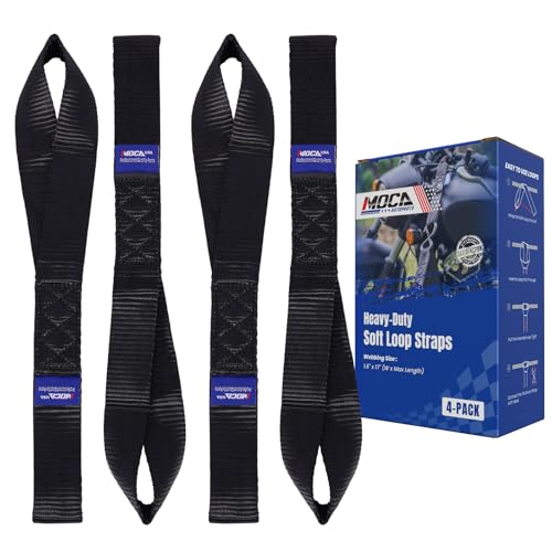 MOCA 4 Pack Soft Loop Tie Down Straps, 12000Lbs 1.6 x 17 inches (Black)