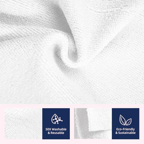 & PLUSH Microfiber Cleaning Cloth Roll - 100 Pack, Tear Away Microfiber Towels, 12" x 12", Reusable, Washable, Streak Free, Ultra Absorbent Dish Rags for Car, Home, Garage or Shop (White) - view 5