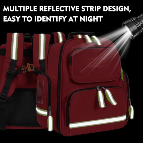 First Aid Backpack - Multi Pocket Emergency Medical Bag for Camping, Trip, Go Bag, Sports Medicine, Trauma (Red, Pack of 2) - view 7