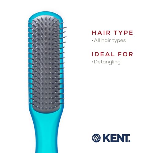 AHGLO02 Airhedz Glo Blue Half Round Narrow Detangling Hair Brush - 9 Row Ionic Anti Static Non Scratch Long Nylon Bristle Great for Detangling and Smoothing Medium to Long Length Hair - view 6