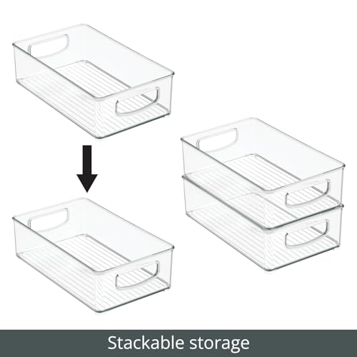 Plastic Bathroom Storage Container Bins w/ Handles - Closet, Cabinet, Vanity, Cupboard Shelf Organization, Hair Tools Accessory Organizer - Ligne Collection; Clear, 10x6x3 (Pack of 1) - view 4