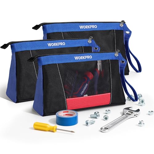 12" Tool Pouches with Zipper, Heavy-Duty Small Tool Bag, Utility small tool pouch for Tool Organizers and Storage, Mini Tool Bag, 3 Pack