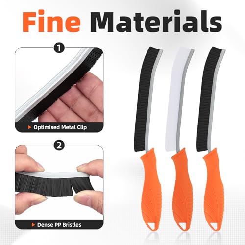 Hard Bristle Crevice Cleaning Brush - Cleaning Supplies - Grout Cleaning Brushes for Household Use - Crevice Cleaning Tool for Bathroom, Home and Kitchen (3, Orange) - view 4