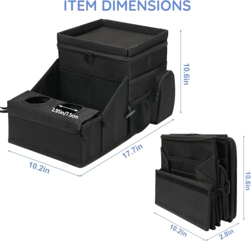 Car Front Seat Organizer, Backseat Car Organizer, Black - view 3
