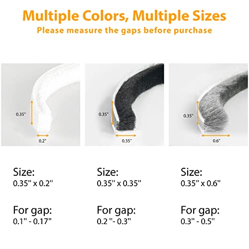 39.4FT Weather Stripping for Doors and Windows, Self-Adhesive Soundproofing Door Seal, Door Insulation for Sliding, Exterior, Frames and Front, 0.35'' Wide x 0.35'' Thick, White - view 2