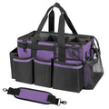 Wearable Cleaning Caddy, Cleaning Caddy Supplies Organizer with Handle & Shoulder Straps for Housekeepers, Under Sink & Car Cleaning Tool Organizers Bag with 4 Foldable Divider (Purple)
