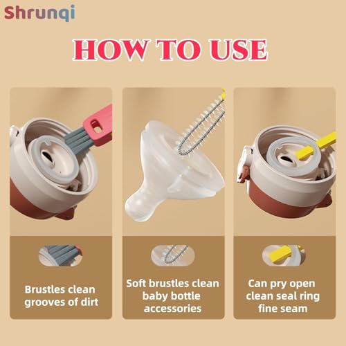 3 in 1 Bottle Cleaning Brush Set, Multifunction Silicone Cup Lid Gap Cleaner, Home Kitchen Crevice Cleaning Tools, Cute Colorful Rabbit，3 Pcs - view 2