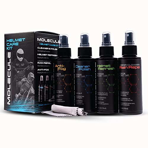 Helmet Care Kit | Premium Helmet Care | Includes Anti-Fog, Cleaner Polish, Helmet Refresh, and Rain Repel | Cleans and Details Helmets, Visors, and Goggles | 4 Ounces (1 Kit)
