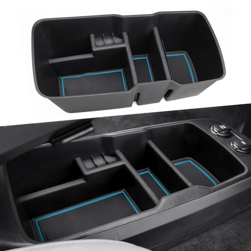 Center Console Lower Organizer Tray Compatible for Kia EV6 Accessories 2026 2025 2024 2023 Armrest Bottom Storage Box (Blue)