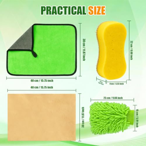 8PCS Car Wash Kit - Car Cleaning Supplies Come with Microfiber Cleaning Cloth, Car Wash Mitt, Car Wash Sponge and Premium Chamois Towel for Car, Kitchen, Bathroom and Household Cleaning - view 7