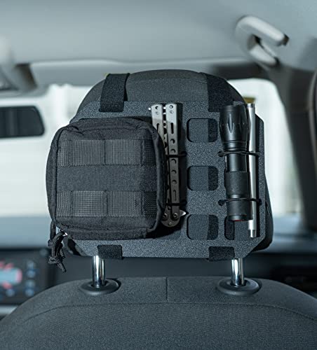 Car Headrest Organizer MOLLE Panel for Vehicle Seat Back EDC Pouch Tool Holster Bag Gadget Holder Backpack Insert Panel Tactical Gear Rack Truck Equipment Plate Modular Storage Shelf - view 2
