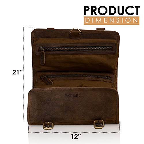 Premium Buffalo Leather Hanging Toiletry Bag Travel Dopp Kit - view 3