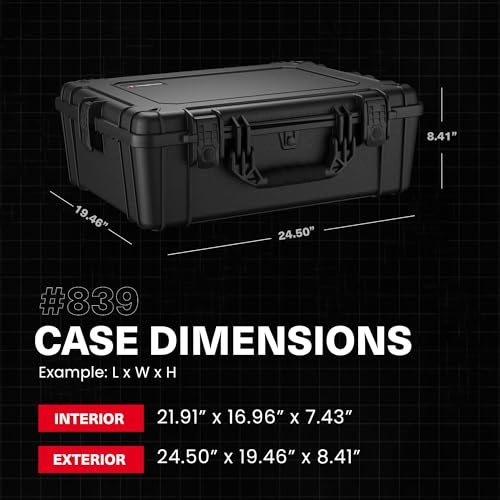 25" Large Waterproof Hard Case, Model 839, Black - view 2