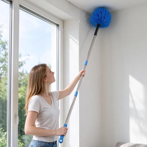 Cobweb Duster with Extension Pole, Long Washable Corner Dust Removal Wand - view 2