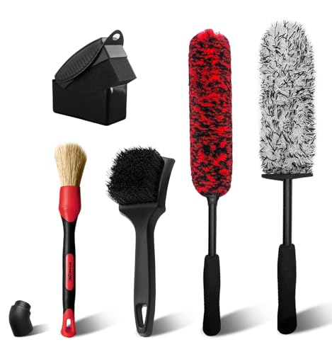 Wheel Cleaning Kit, 5Pack Bendable Rim Cleaner, Red
