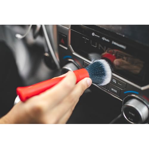 Synthetic Detailing Brush Set - Long & Short Brush - Ultra-Soft Interior Car Cleaning Brushes for, Screens, Emblems, & Tight Spaces - Red - view 4