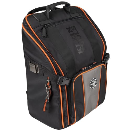 55482 Tool Bag Backpack, 21 Pockets, Black/Orange/Gray
