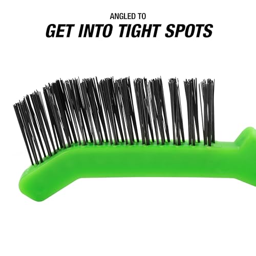 25435 Brake Caliper Steel Wire Brush, Wire Brushes for Cleaning Rust, Angled Slim Design for Tight Areas, Molded Handle Grip - view 3
